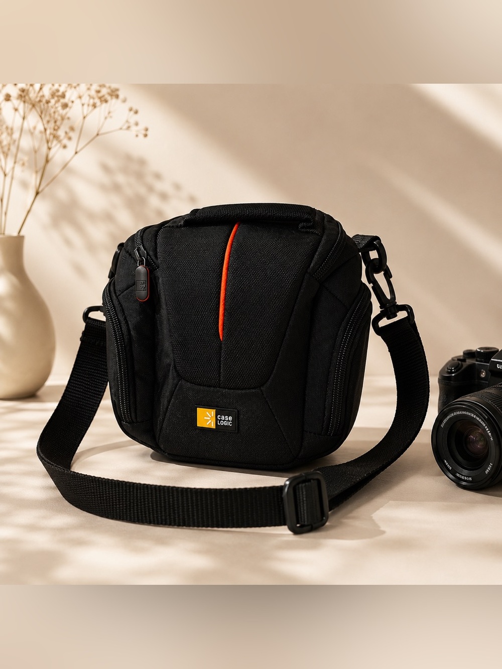 Black and Orange camera and  Electronics Organizer 📸